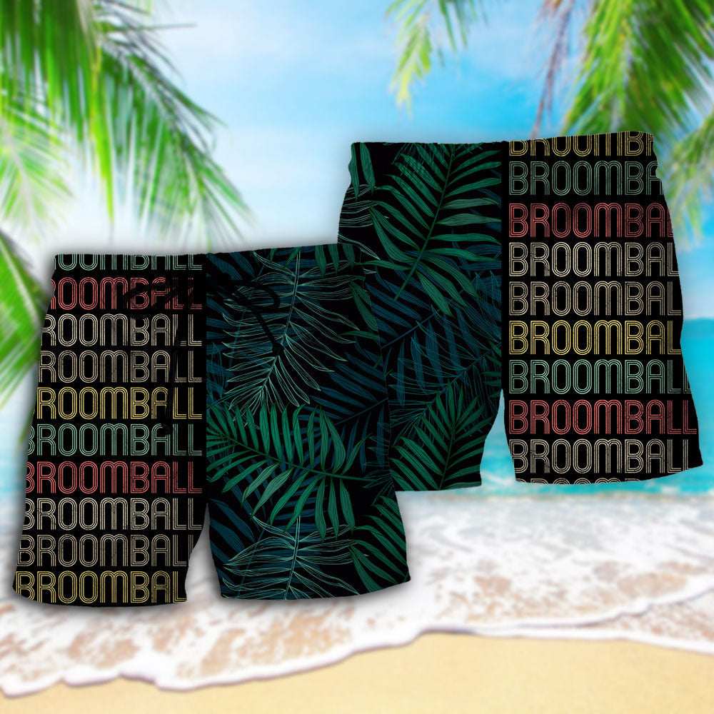 Tropical Leaf Broomball Beach Shorts Pattern Detail For Outdoor Activities And Travel Ready Comfort