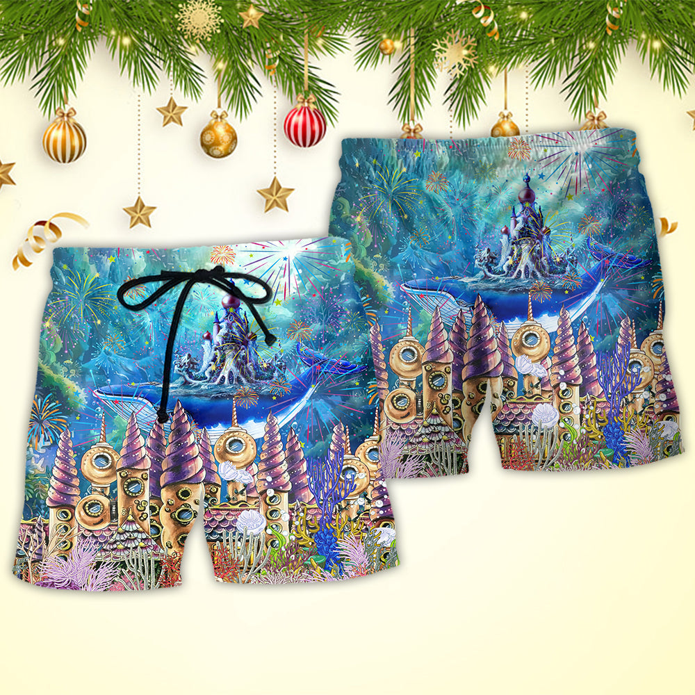 Ocean Whale Beach Shorts Pattern Detail For Relaxed Weekends And Thoughtful Gift Giving