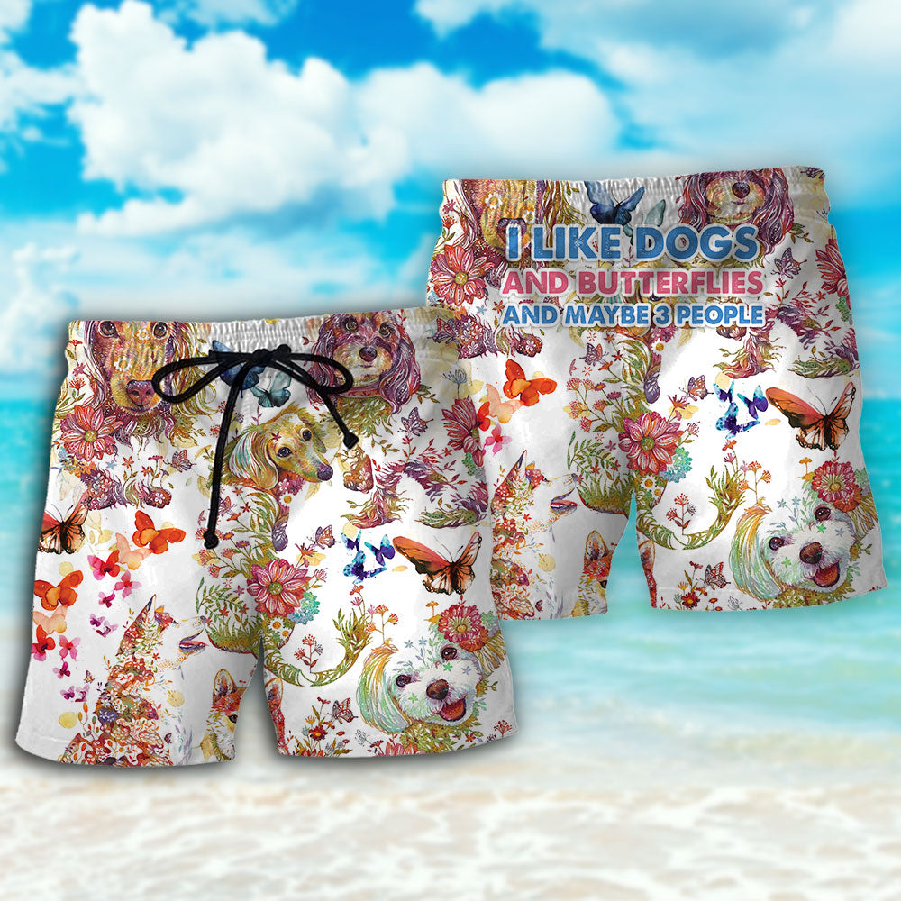 Dog And Butterfly Lover Beach Shorts For Sunny Holidays And Comfortable Daily Styling