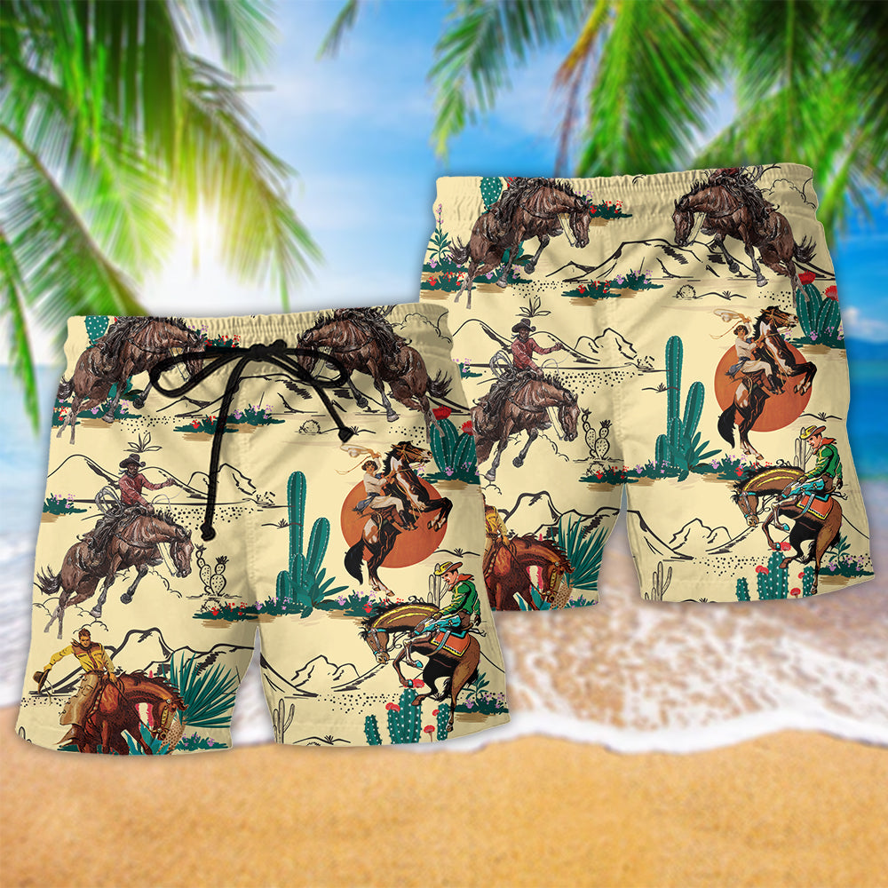 Cowboy Desert Adventure Beach Shorts For Summer Vacation And Coastal Travel
