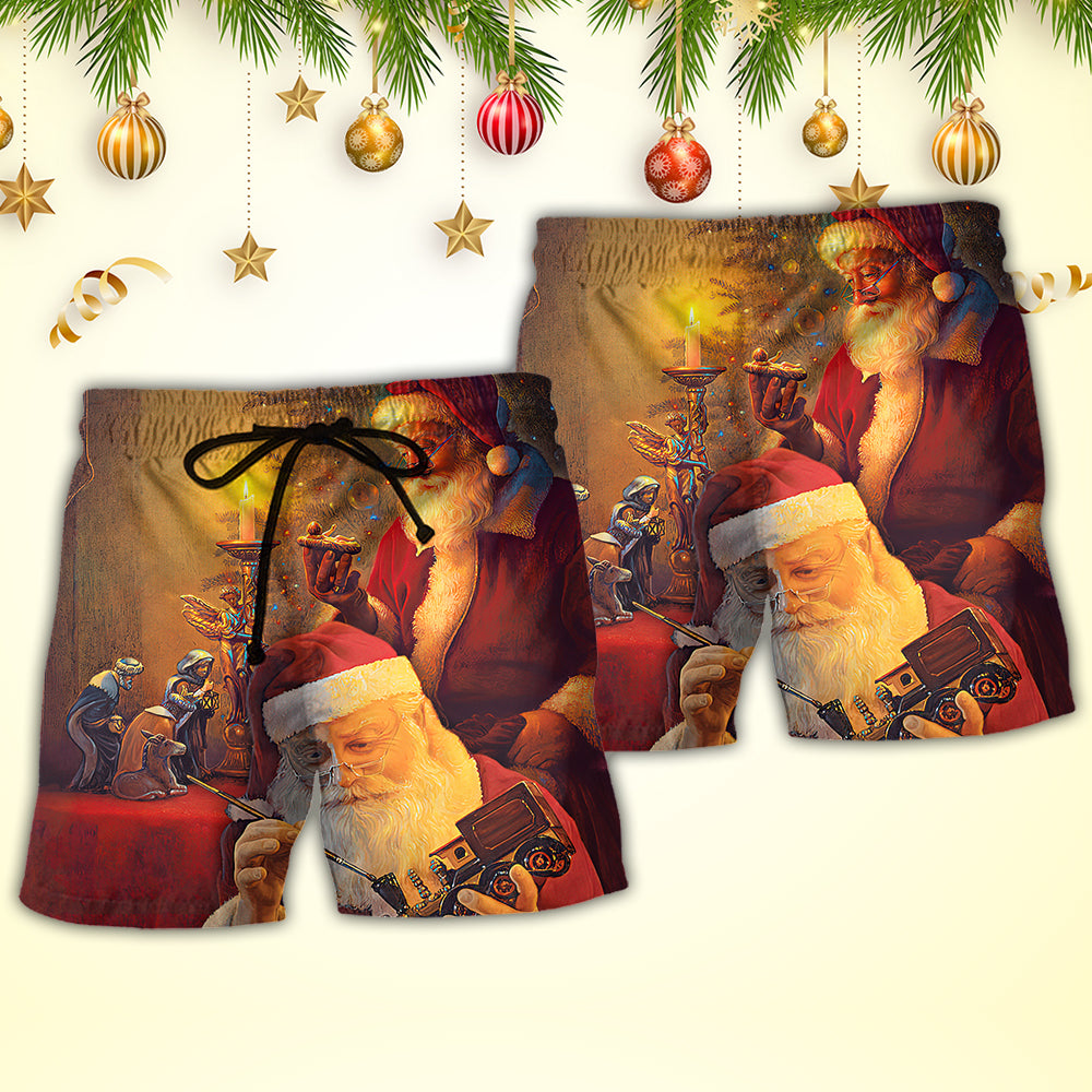Spirit Of Christmas Santa Beach Shorts For Coastal Adventures And Relaxed Summer Wear