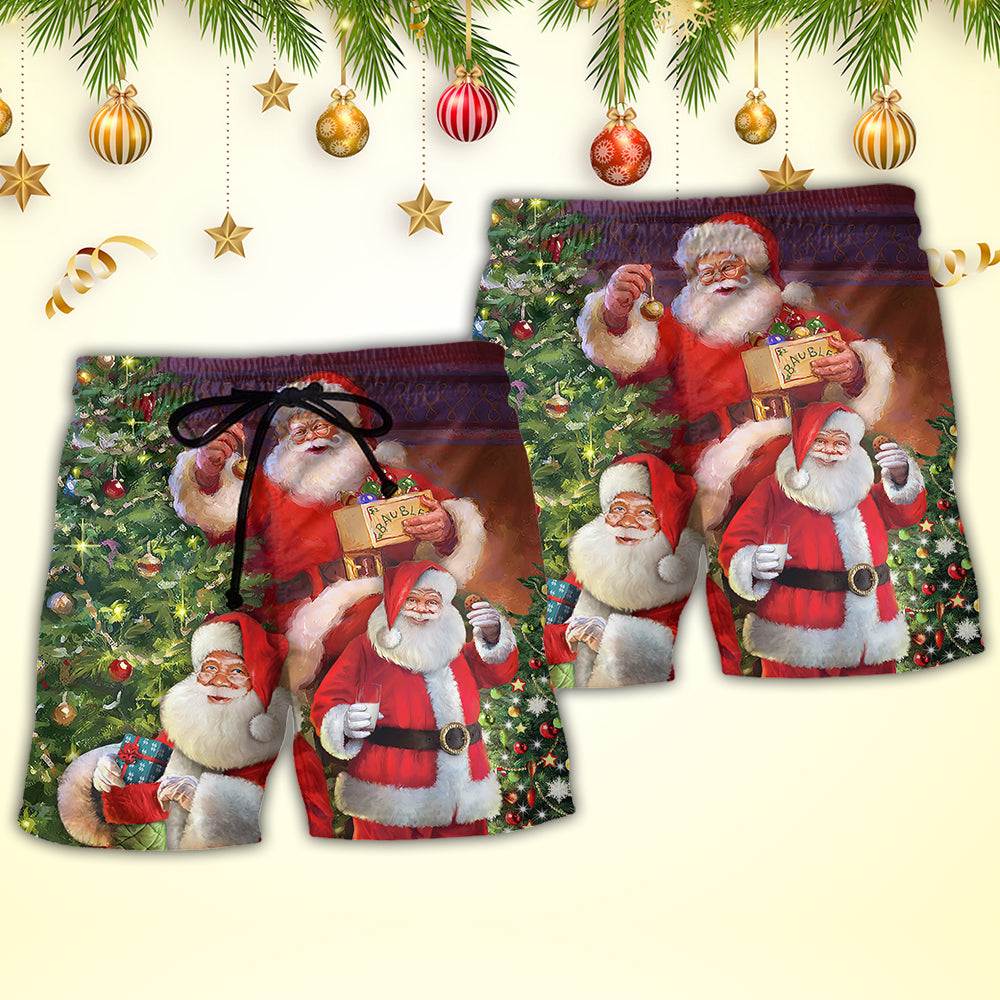 Funny Christmas Santa Holiday Joy Beach Shorts For Sunny Holidays And Comfortable Daily Styling