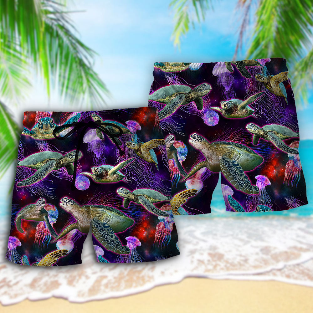Neon Turtle Ocean Glow Beach Shorts For Outdoor Adventures And Thoughtful Seasonal Gifts