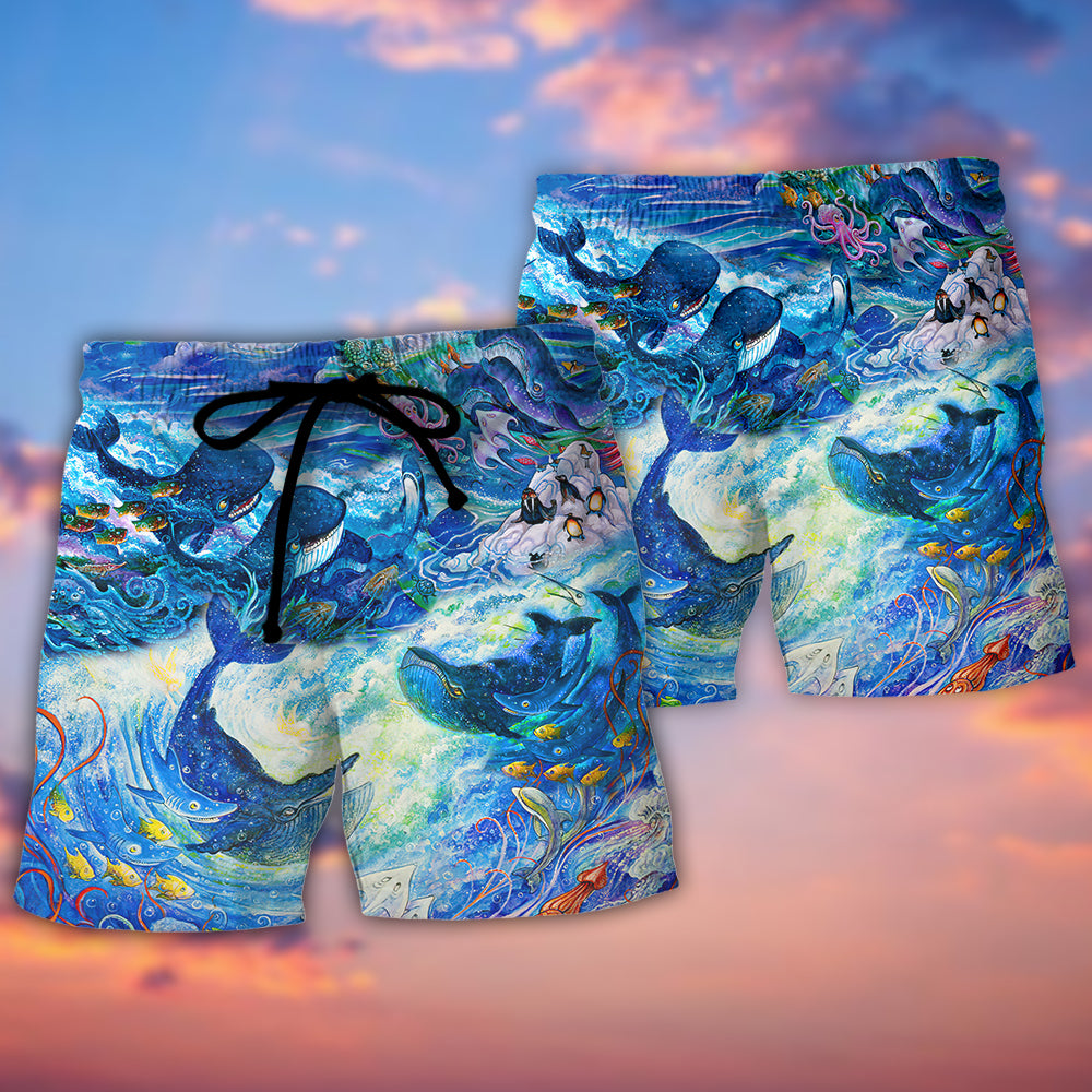 Shark Adventurous Ocean Journey Beach Shorts Design Detail For Resort And Beach Day Style