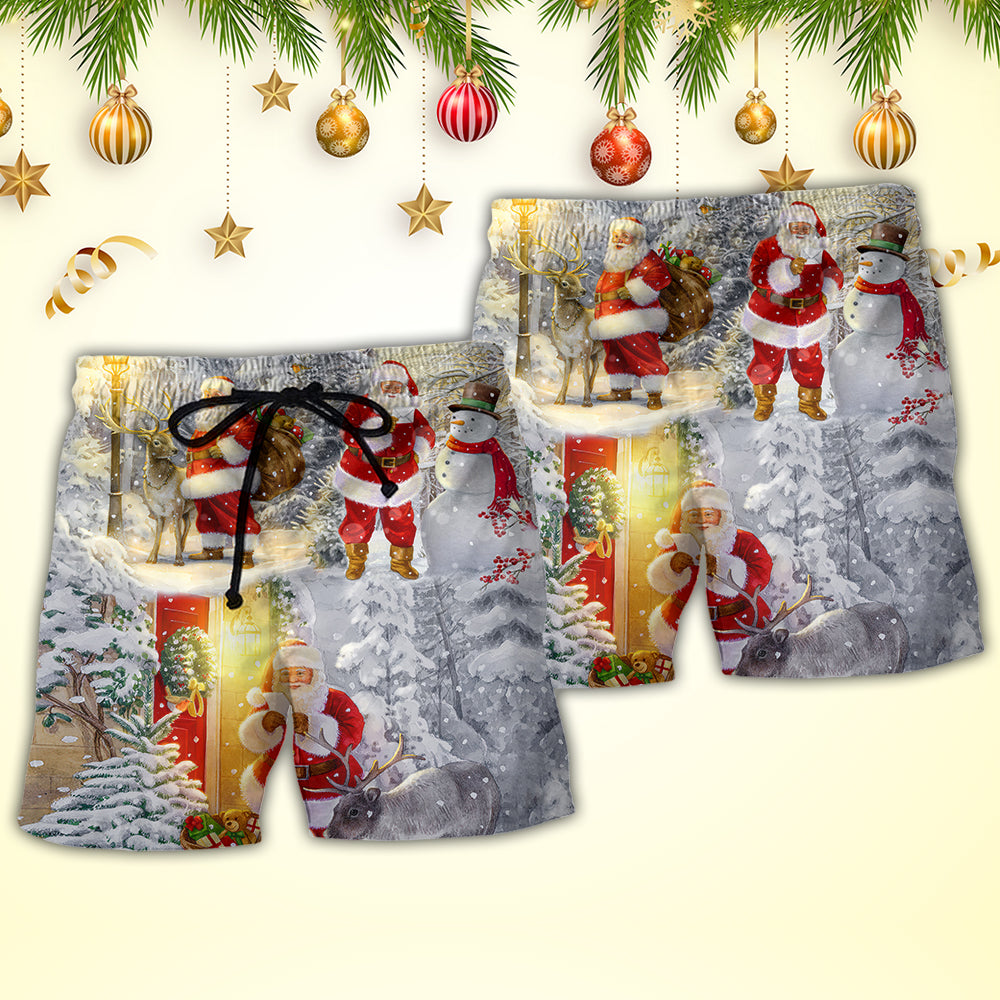 Christmas Light Santa Beach Shorts Pattern Detail For Outdoor Activities And Thoughtful Gift Giving