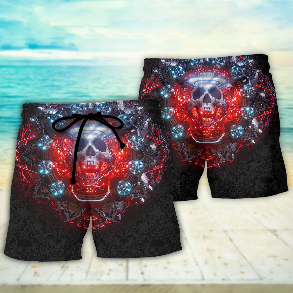 Electric Skull Dream Or Die Beach Shorts For Summer Vacation And Coastal Travel