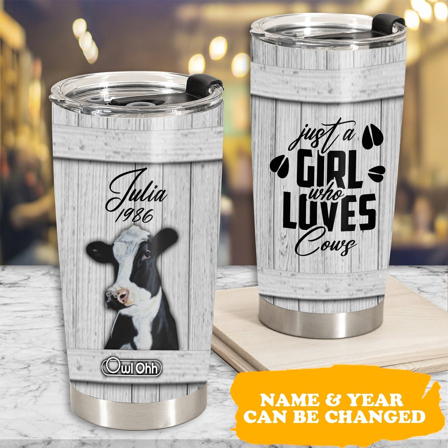 Cow Just A Girl Who Loves Cows Personalized 20 Oz Tumbler For Coffee Travel And Daily Drinks