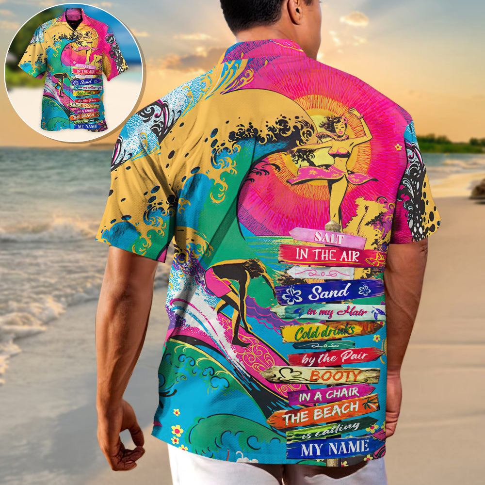 Beach Salt Air Sand Hair Cold Drinks Pair Treasure Hawaiian Shirt For Summer Vacation, Beach Travel, And Casual Wear