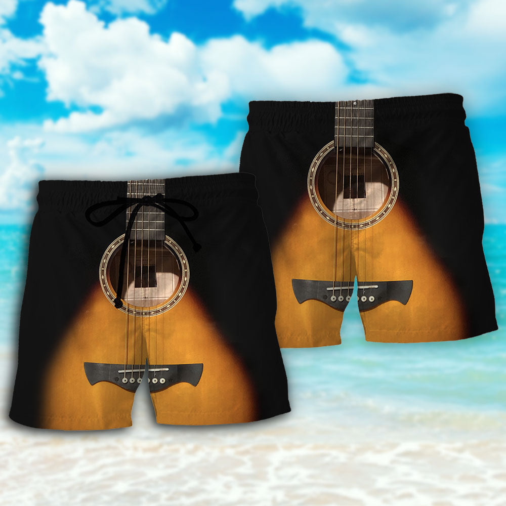 Guitar Wood Music Lover Beach Shorts Design Detail For Weekend Getaways And Beach Days