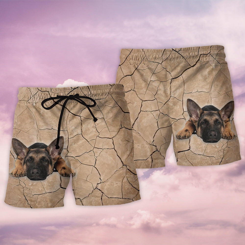 German Shepherd Dog Lover Beach Shorts Pattern Detail For Relaxed Warm Weather Outfits