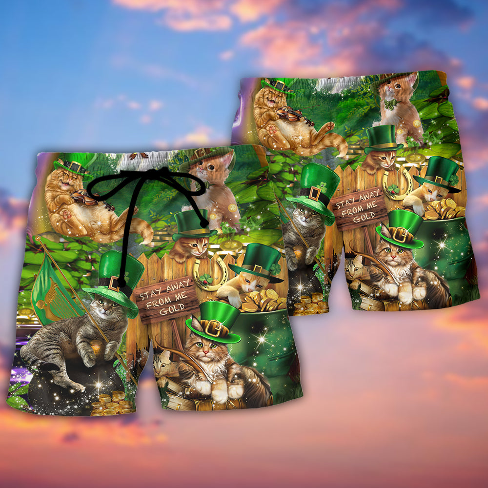 Patrick's Day Cat Beach Shorts Print Detail For Thoughtful Gift Giving
