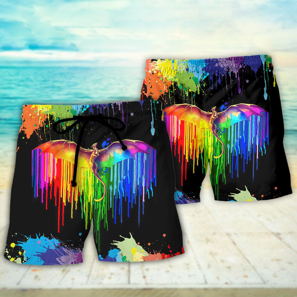Pride Dragon Color Of Happiness Beach Shorts For Warm Weather Travel And Everyday Comfort