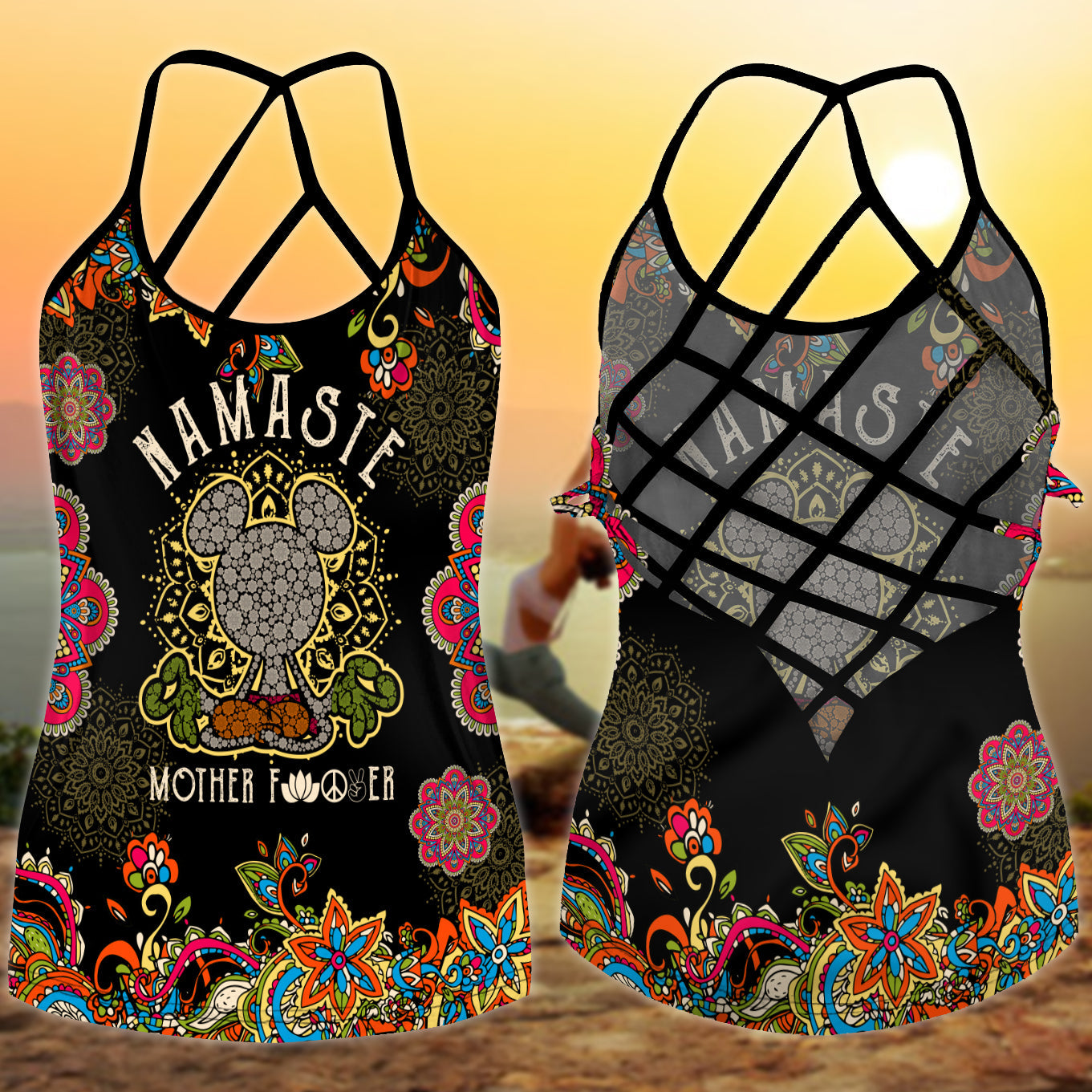 Yoga Mouse Mandala Bold Humor Hollow Tank Top For Yoga Workouts And Festival Wear