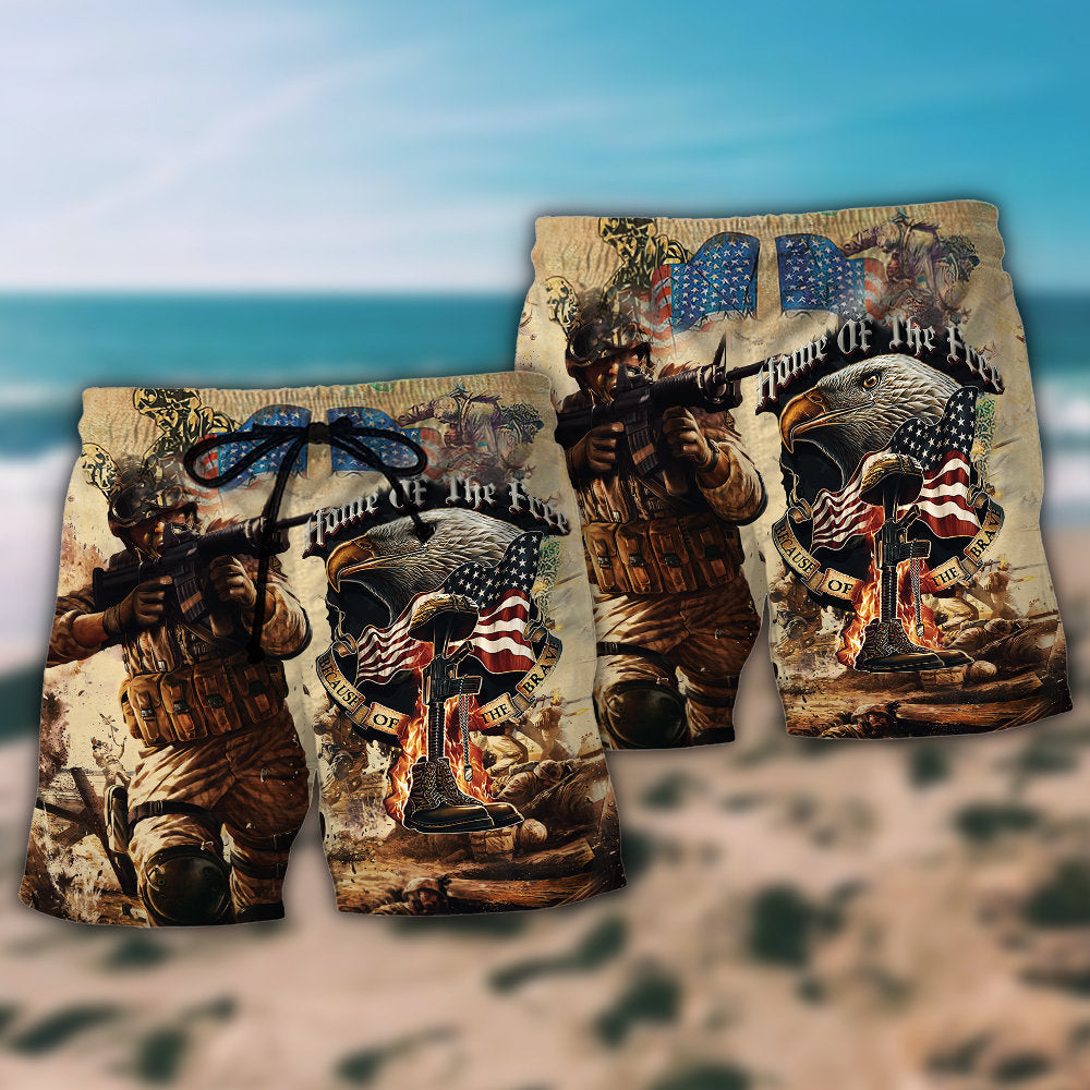 Veteran Army Freedom Pride Beach Shorts Print Detail For Casual Warm Weather Outfits