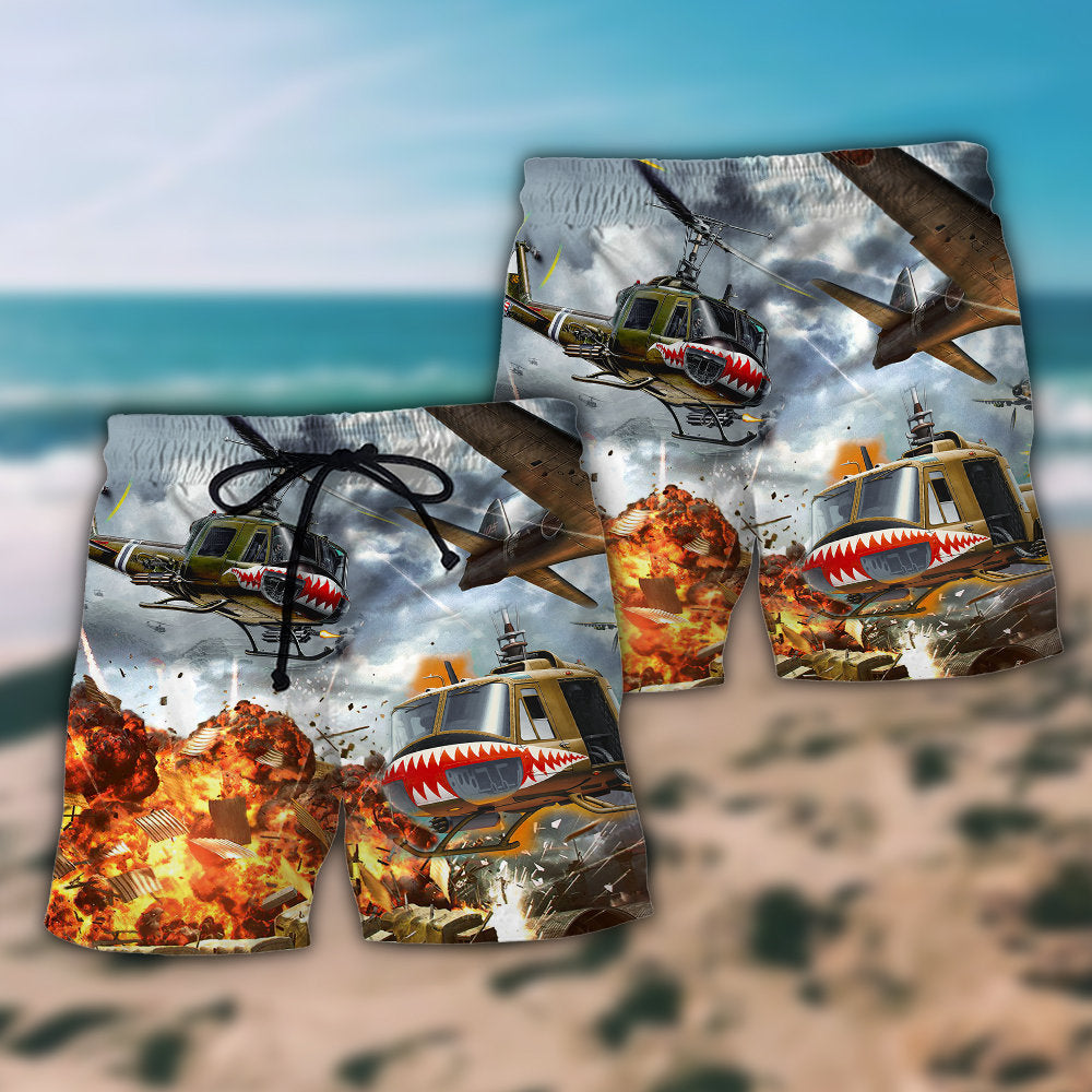 Military Jet Airplane Beach Shorts Pattern Detail For Coastal Leisure And Comfortable Daily Wear