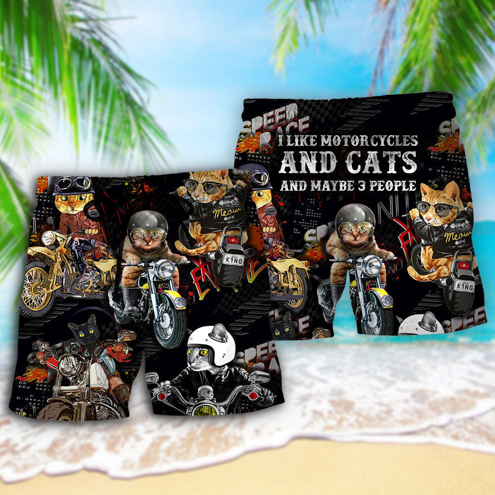 Motorcycle Cats Lover Beach Shorts Design Detail For Weekend Getaways And Beach Days