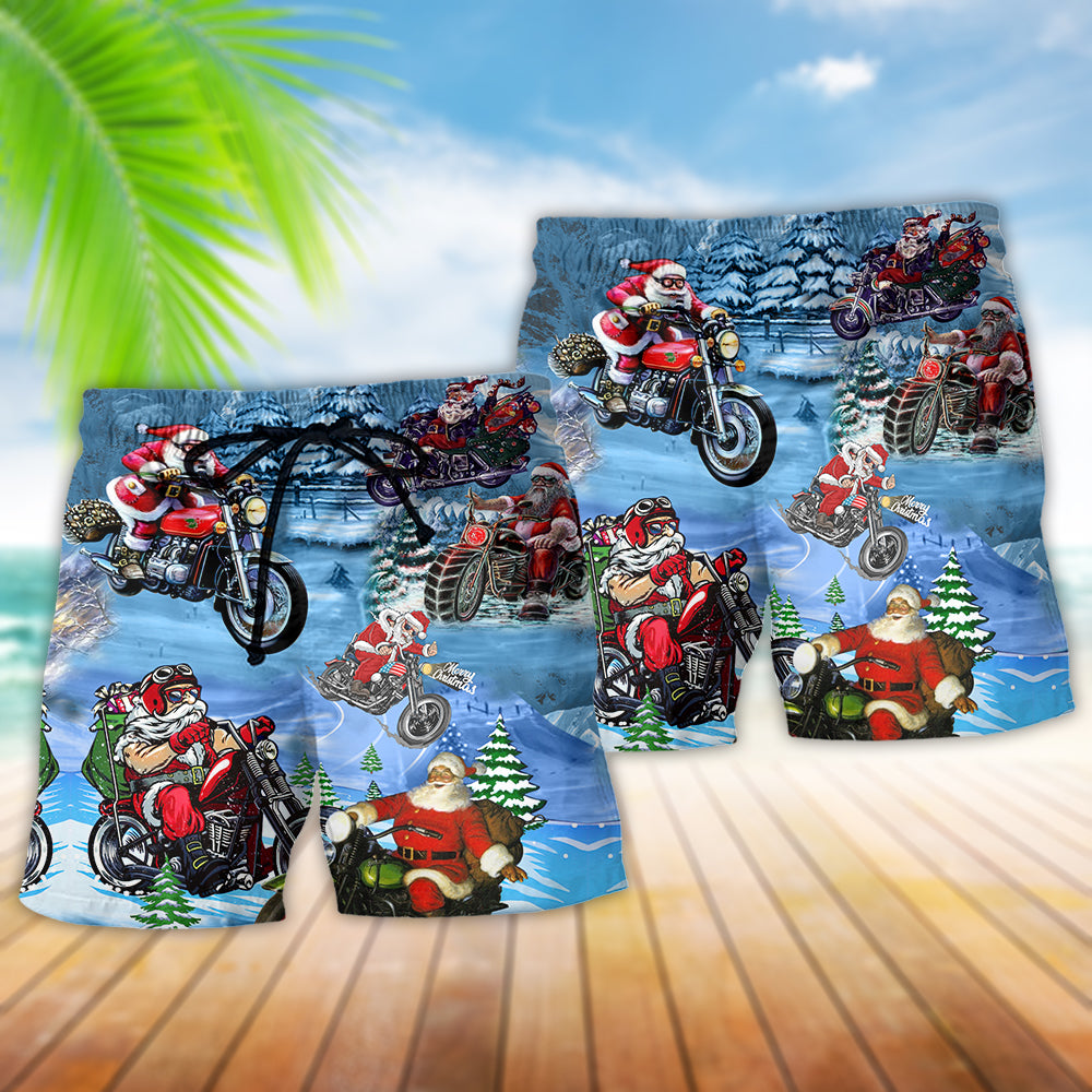 Christmas Driving With Santa Beach Shorts For Festive Vacation And Holiday Travel