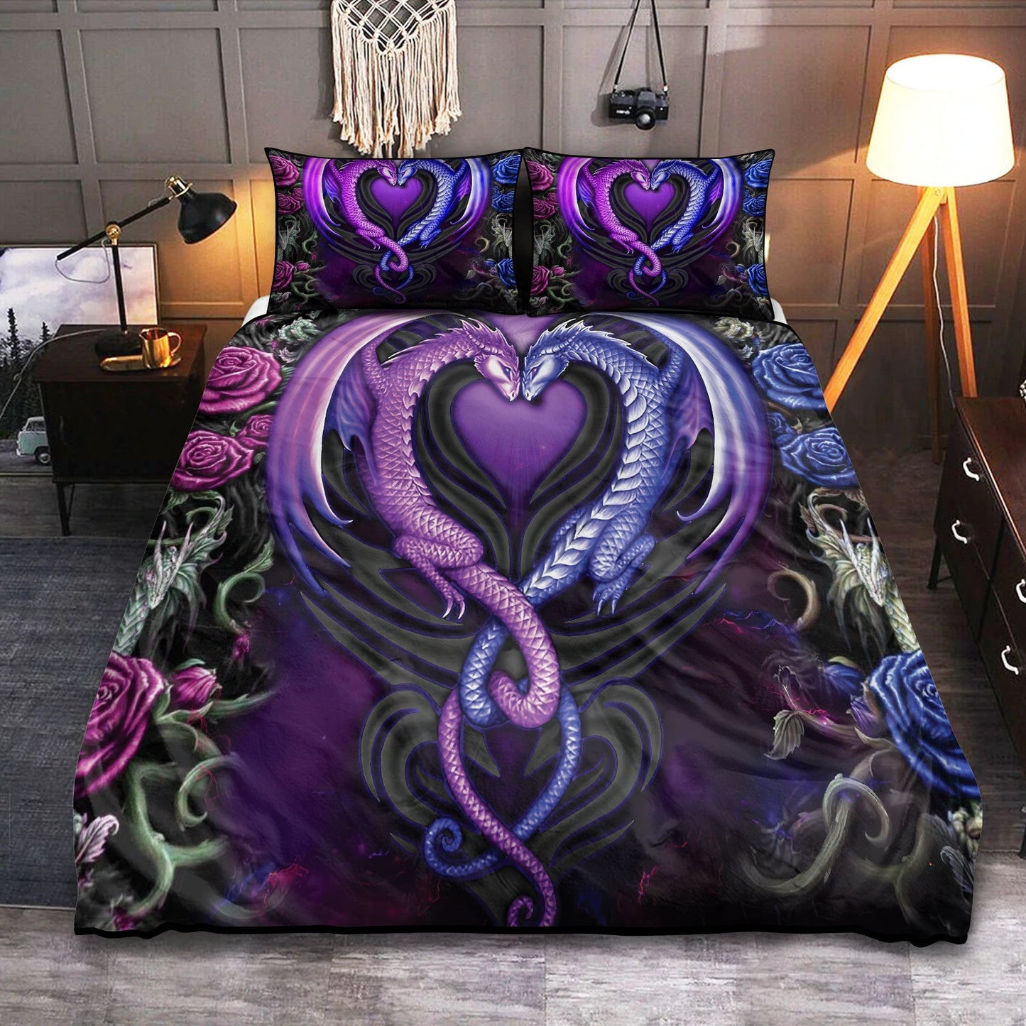 Dragon Couple Love Bedding Cover For Fantasy Bedroom Decor