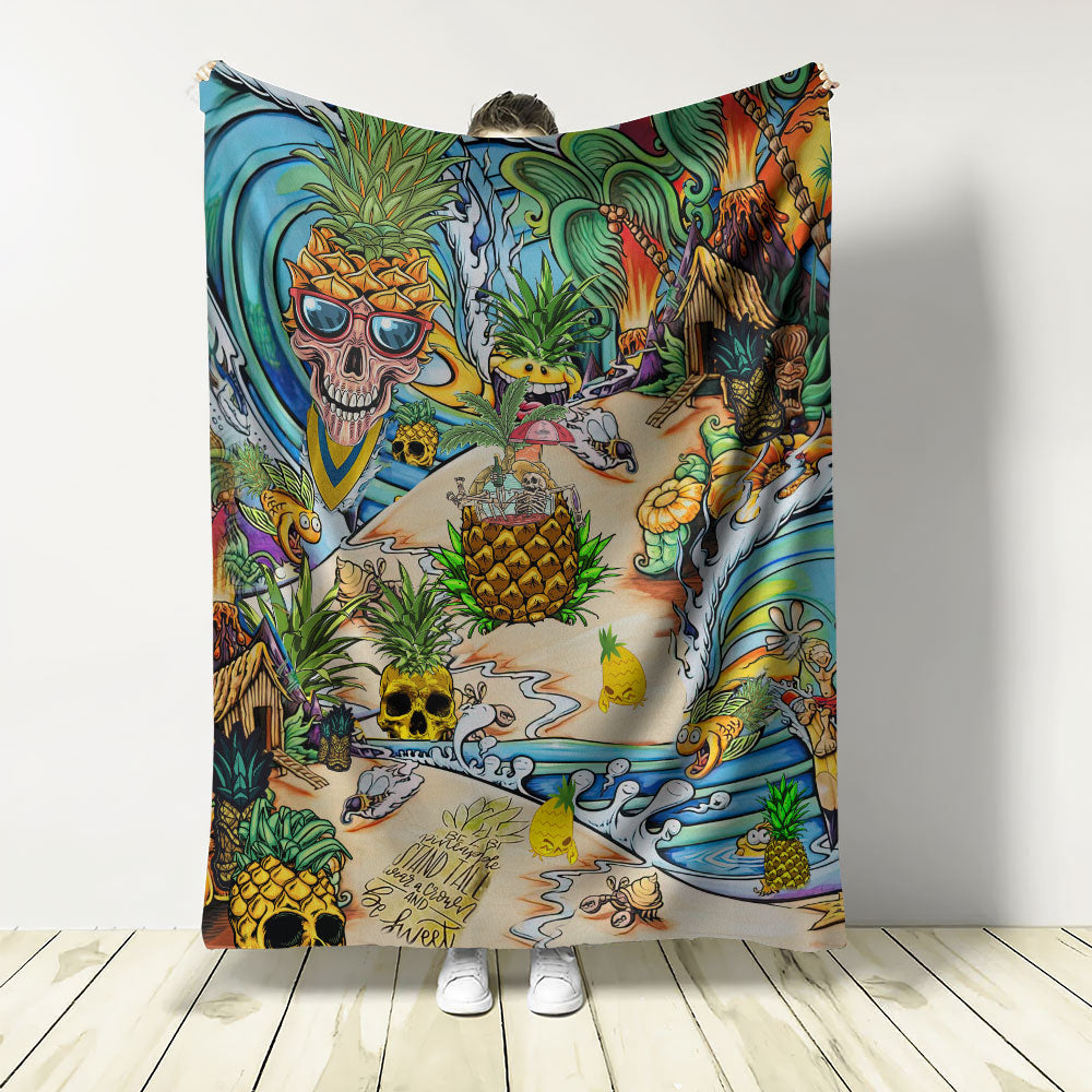 Skull Pineapple Fruit Flannel Blanket For Cozy Bedroom Sofa Decor