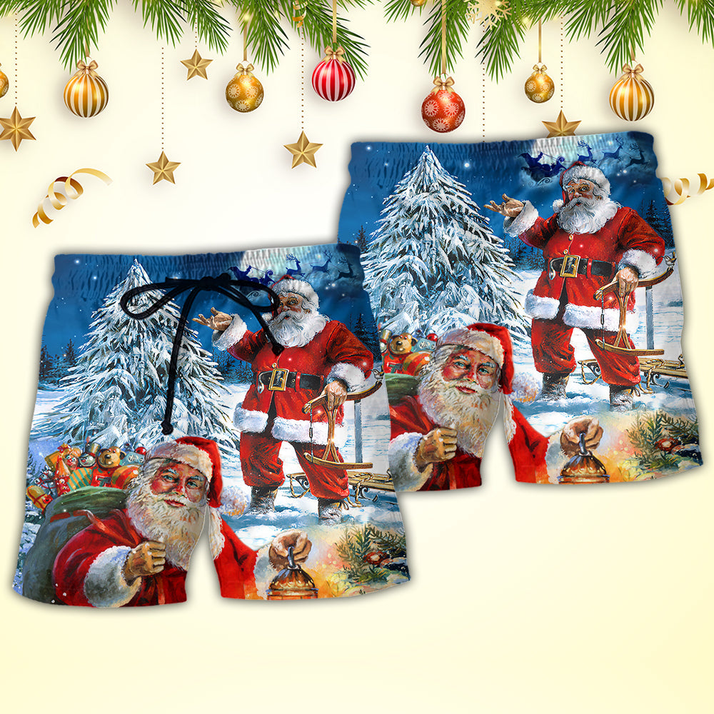 Christmas Santa Story Night Painting Beach Shorts For Coastal Adventures And Relaxed Summer Wear