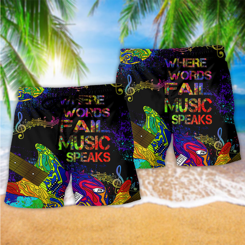 Music Speaks Beyond Words Beach Shorts Pattern View For Coastal Trips And Outdoor Events