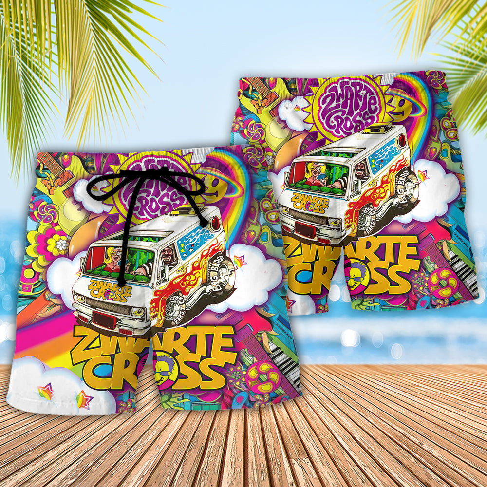 Music Festival Follow The Beat Hippie Style Beach Shorts For Music Lover Vacation Wear