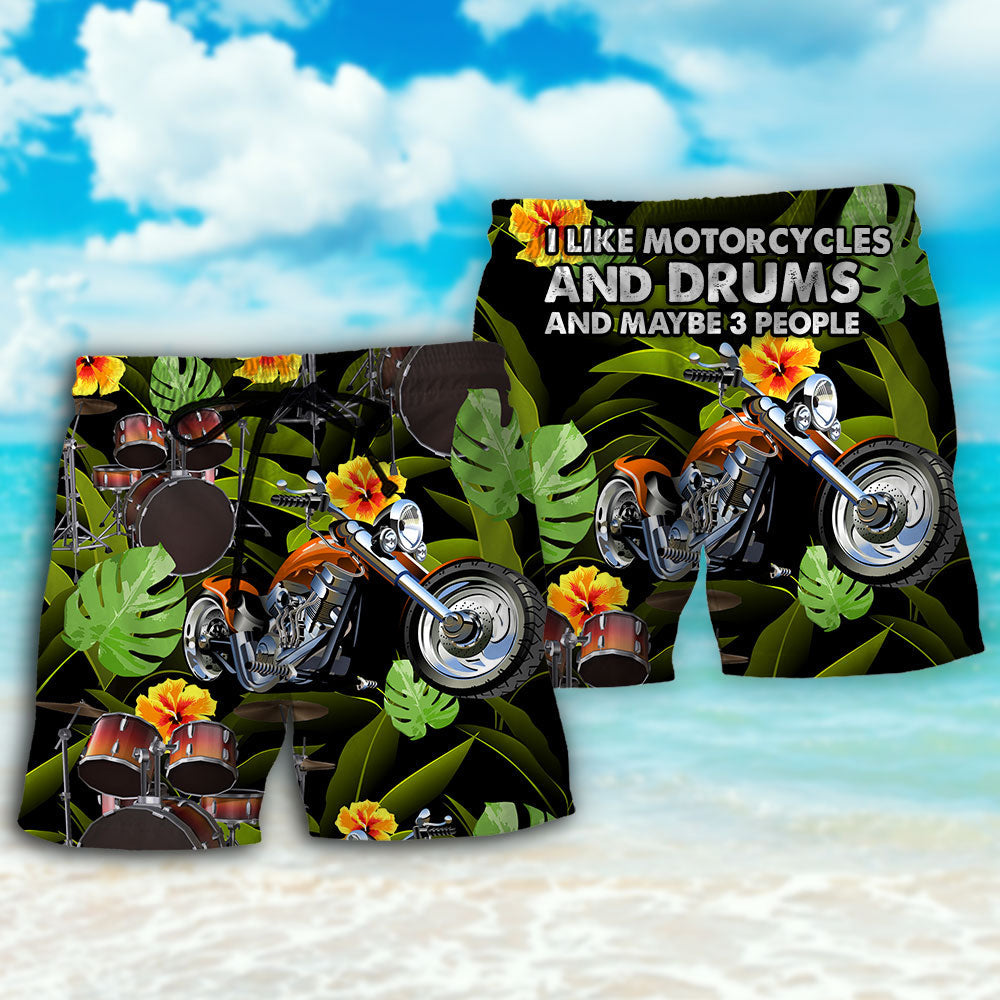 Drum Motorcycle Music Lover Beach Shorts Design Detail For Weekend Getaways And Beach Days