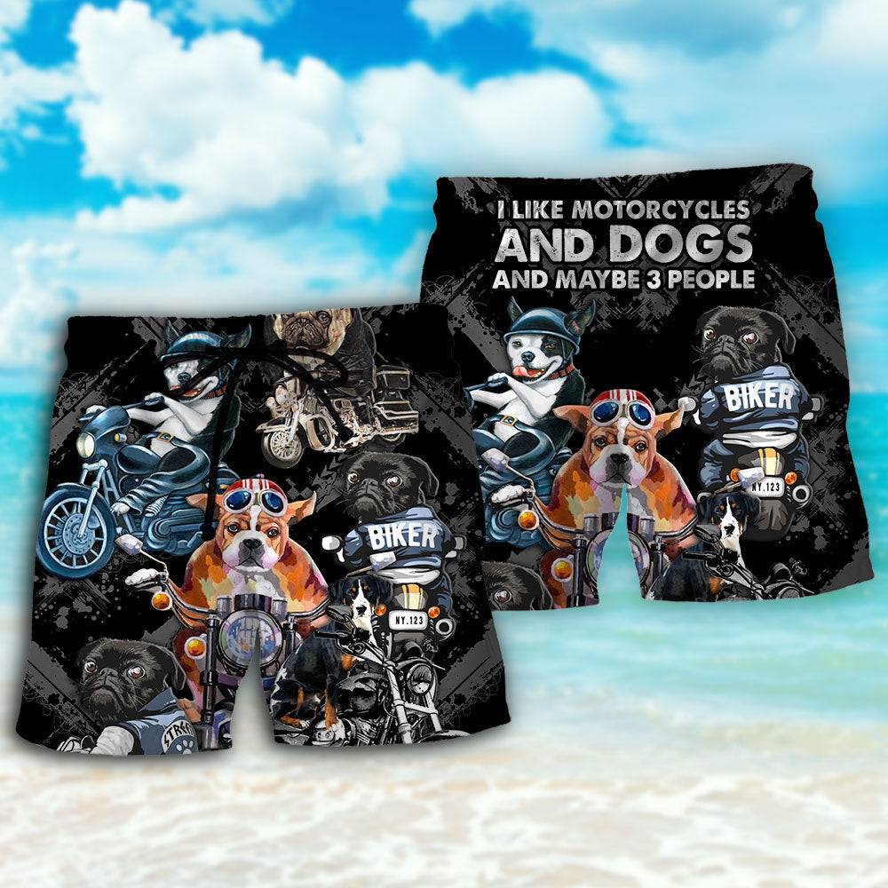 Motorcycle Dog Cool Lover Beach Shorts Pattern View For Vacation Travel And Outdoor Fun