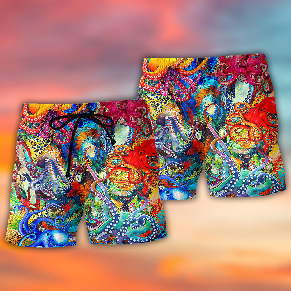 Octopus Lover Colorful Fantasy Beach Shorts For Coastal Adventures And Relaxed Summer Wear