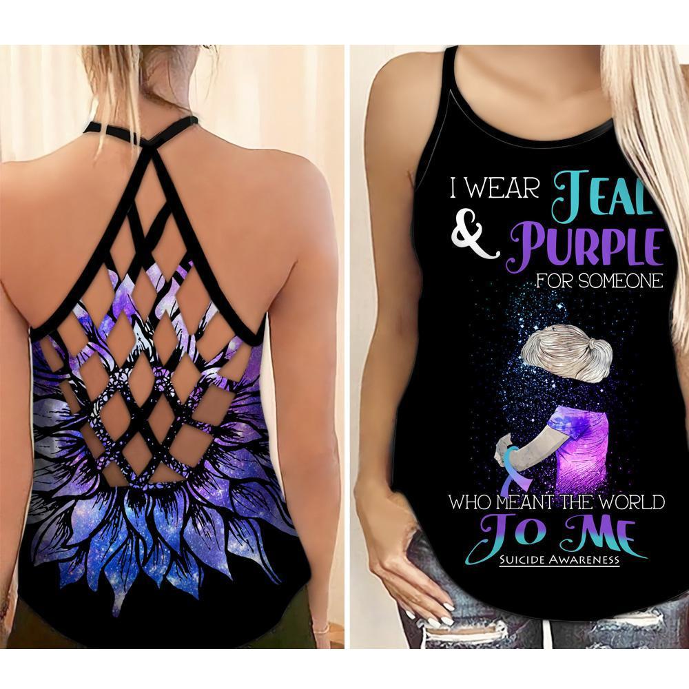 Teal Purple Loved One Wellness Support Hollow Tank Top For Awareness Gatherings And Daily Wear