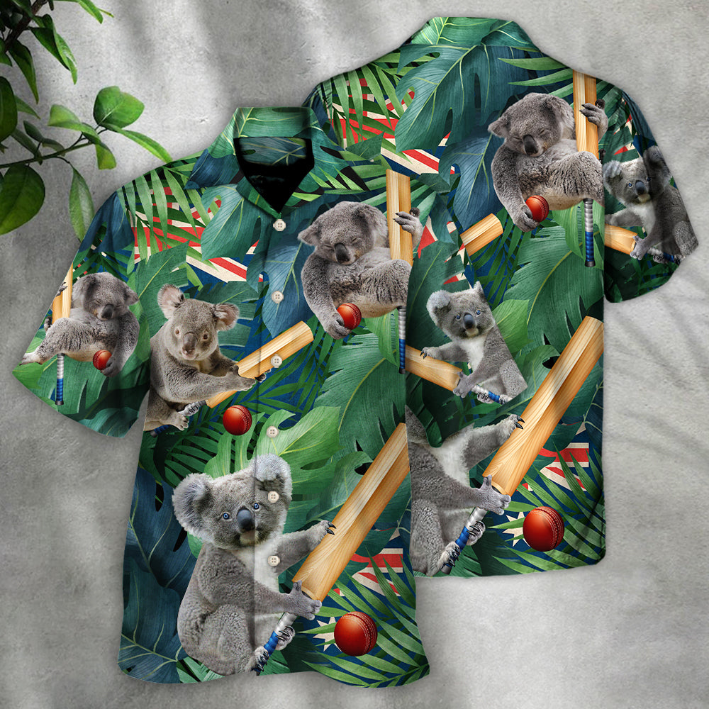 Funny Cricket Koala Hawaiian Shirt Relaxed Style View For Resort Wear