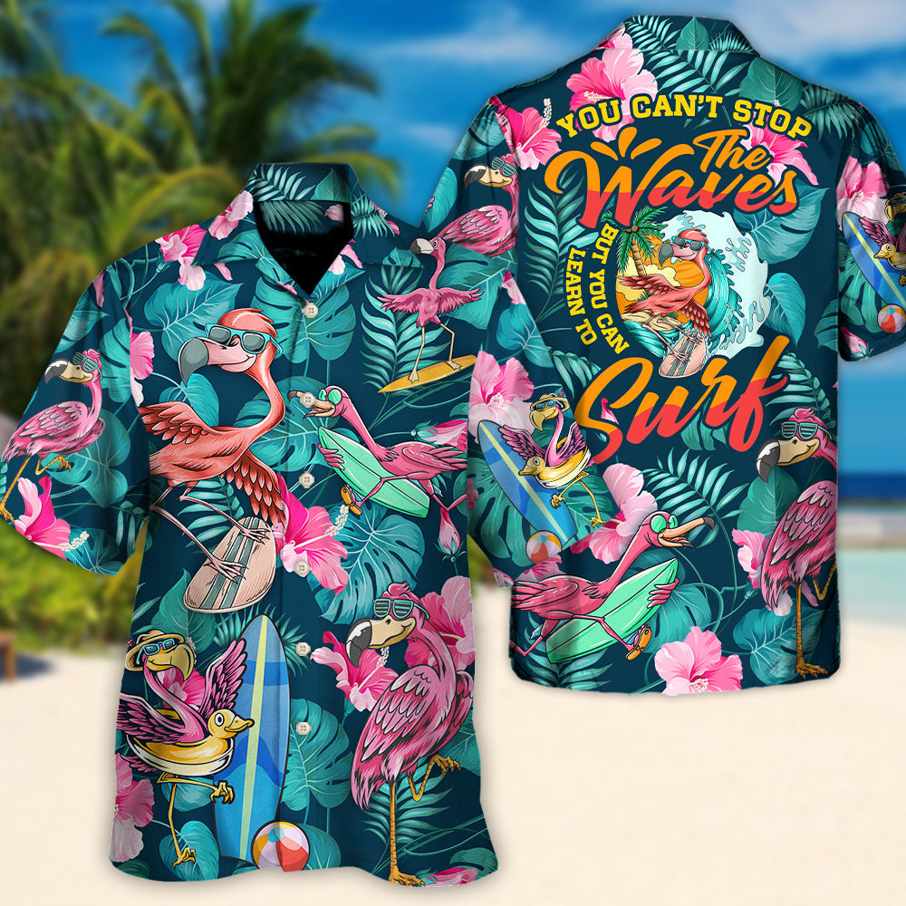 Funny Surfing Flamingo Surf Hawaiian Shirt Creative Print View For Outdoor Gatherings