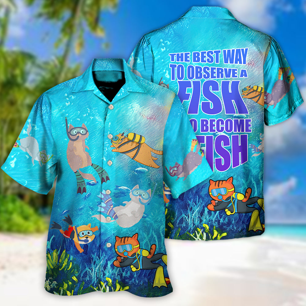 Scuba Diving Adventure Graphic Hawaiian Shirt Summer Design Detail For Weekend Trips