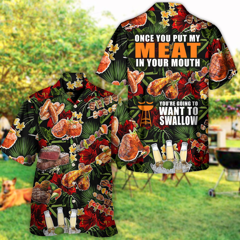 Funny Barbecue BBQ Grill Food Hawaiian Shirt Tropical Styling View For Casual Outings