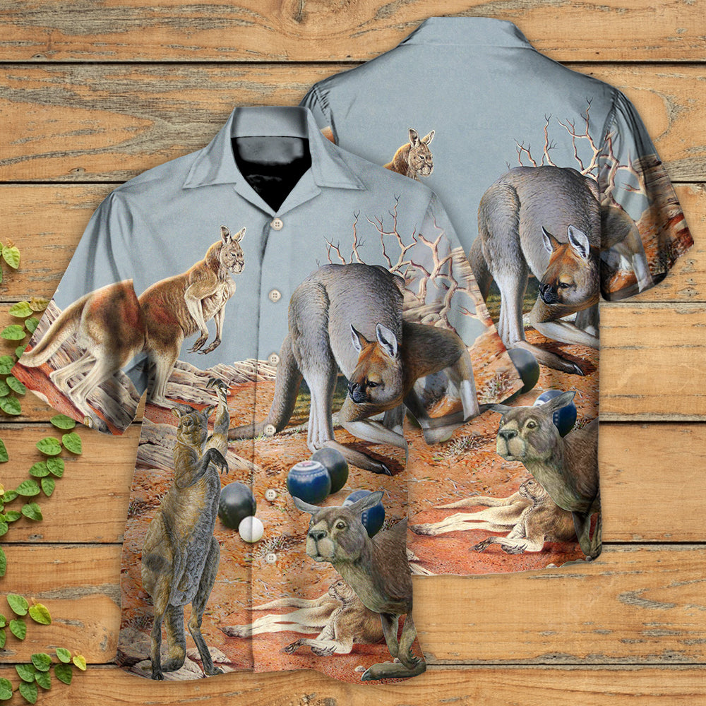 Lawn Bowling Kangaroo Hawaiian Shirt Resort Outfit View For Island Holidays