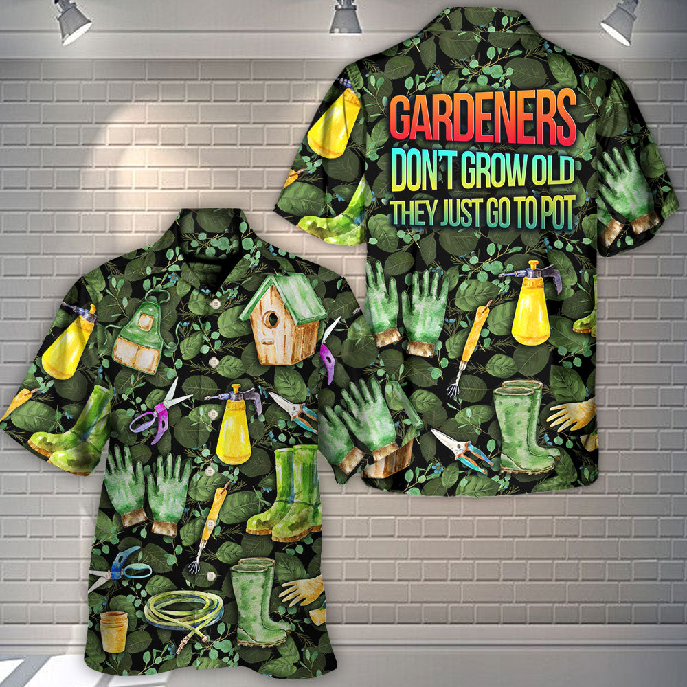 Vintage Gardening Plants Hawaiian Shirt Print Closeup For Weekend Trips