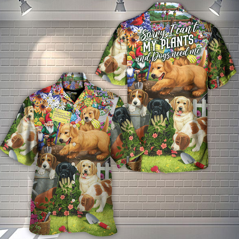 Vintage Gardening Plants Dogs Hawaiian Shirt Artwork View For Coastal Travel
