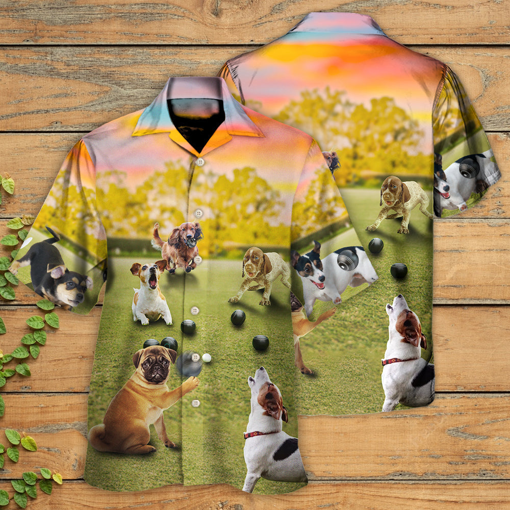 Lawn Bowling Dog Hawaiian Shirt Print Closeup For Summer Travel