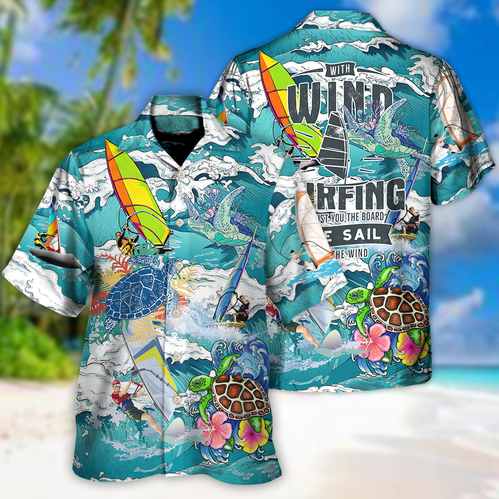 Windsurfing Surfing Vacation Sport Hawaiian Shirt Front Pattern View For Casual Outings