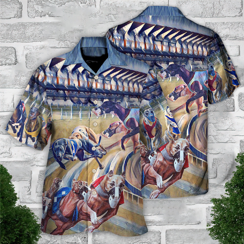 Dog Racing Greyhound Hawaiian Shirt All Over Print Detail For Outdoor Gatherings
