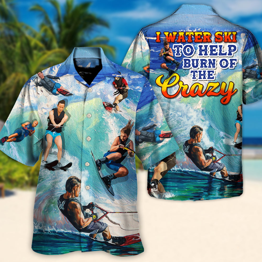 Waterskiing Water Outdoor Passion Hawaiian Shirt Fabric Pattern Detail For Tropical Vacations