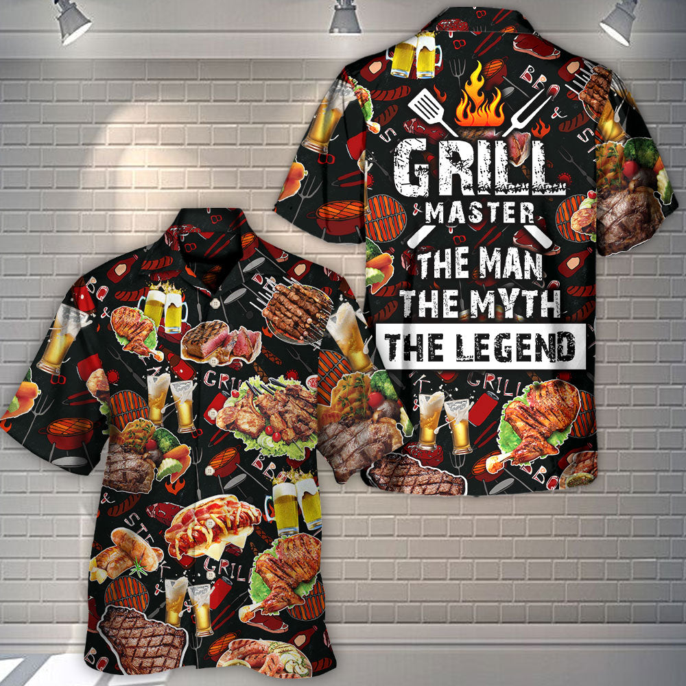 Barbecue Food Grill Master BBQ Hawaiian Shirt Pattern Detail For Vacation Style