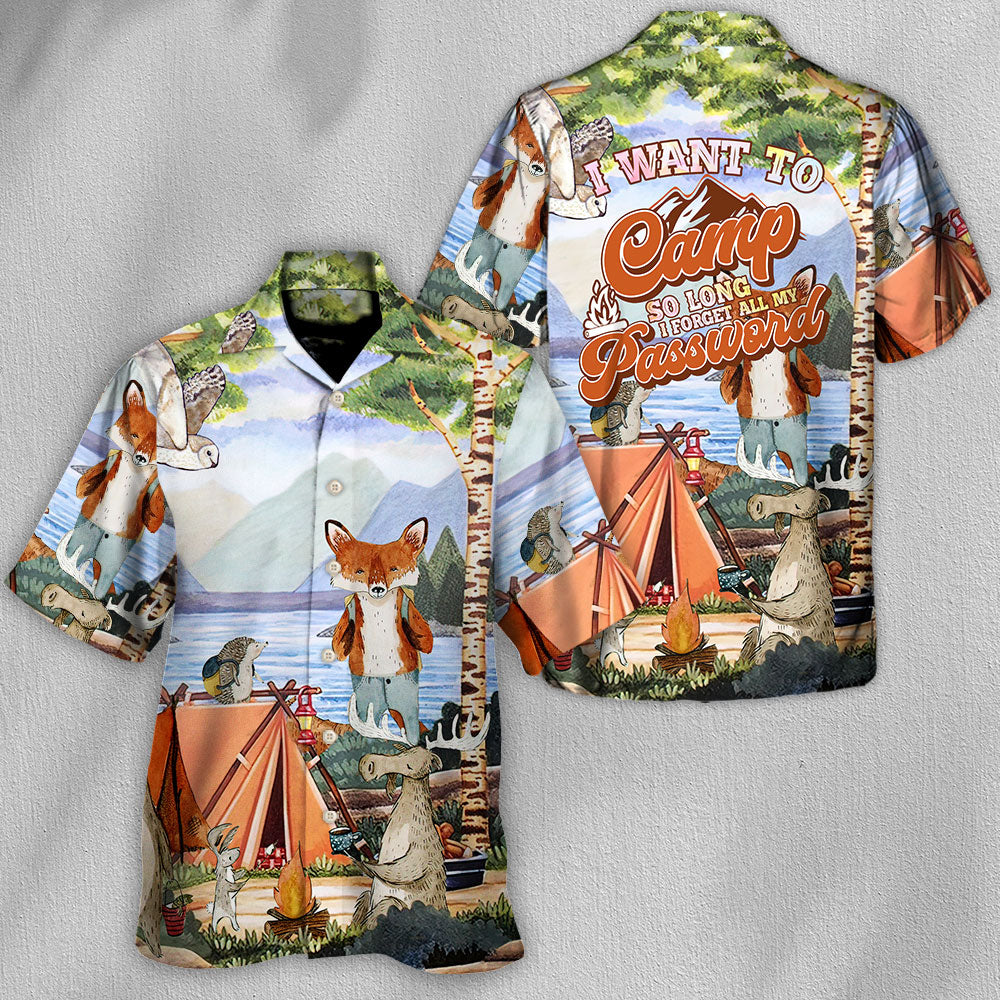 Camping Camp Forget Password Hawaiian Shirt Fabric Pattern Detail For Casual Outings