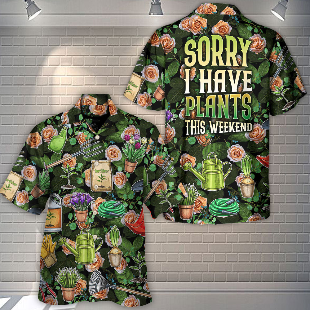 Vintage Gardening Plants Hawaiian Shirt Print Closeup For Summer Travel