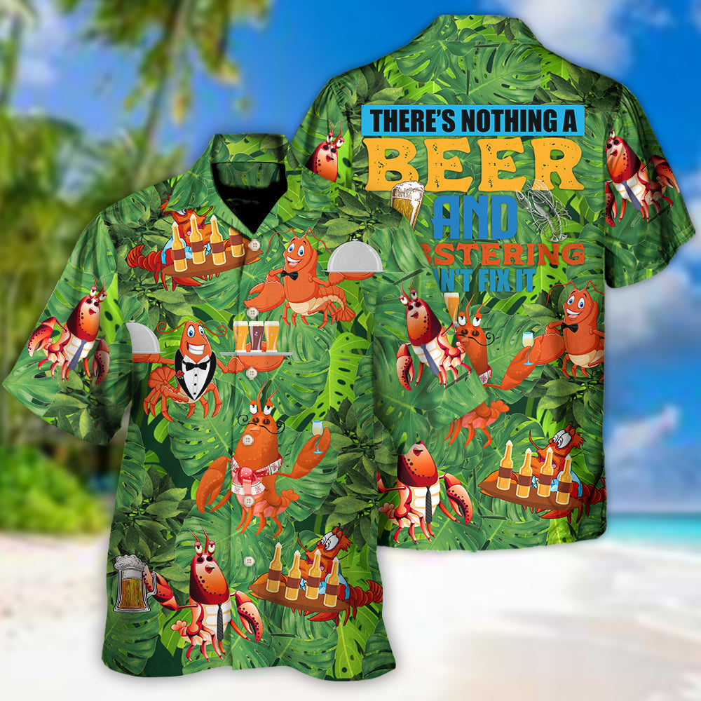 Lobstering Beer Hawaiian Shirt Pattern Detail For Vacation Style