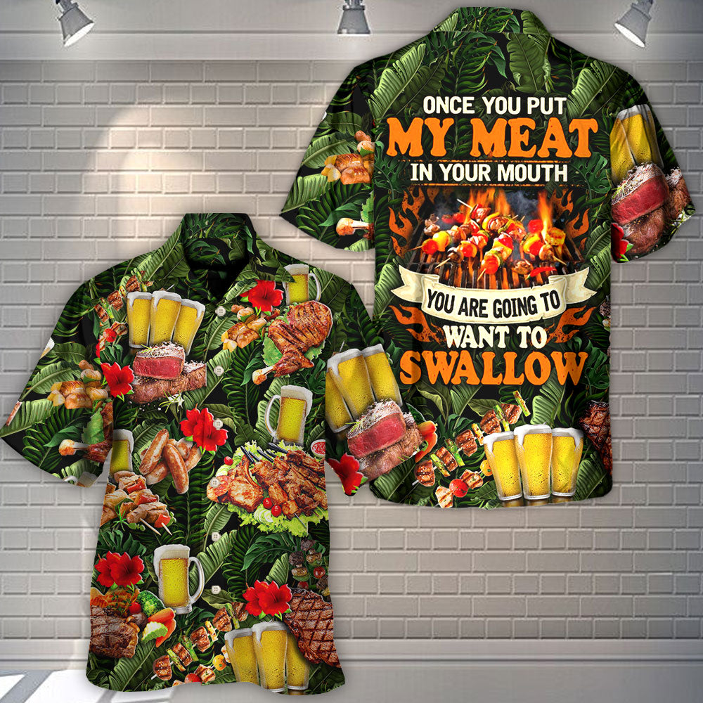 Funny Barbecue BBQ Grill Food Hawaiian Shirt Pattern Detail For Tropical Vacations
