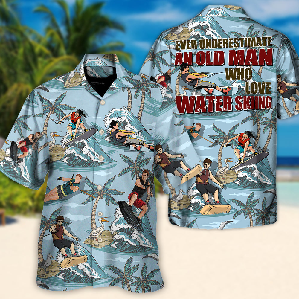 Coastal Waterskiing Water Beach Activity Hawaiian Shirt Tropical Styling View For Tropical Vacations