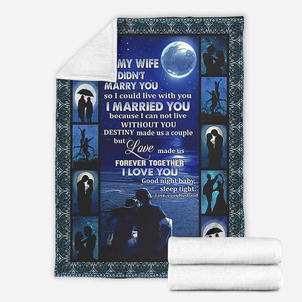 Family To My Wife Couple Flannel Blanket For Cozy Bedroom Sofa Decor