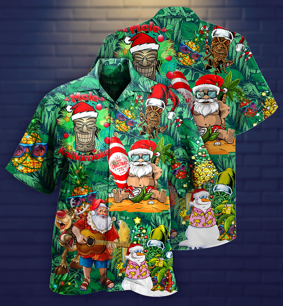 Funny Tiki Christmas Hawaiian Shirt For Coastal Adventures And Warm Weather Wear