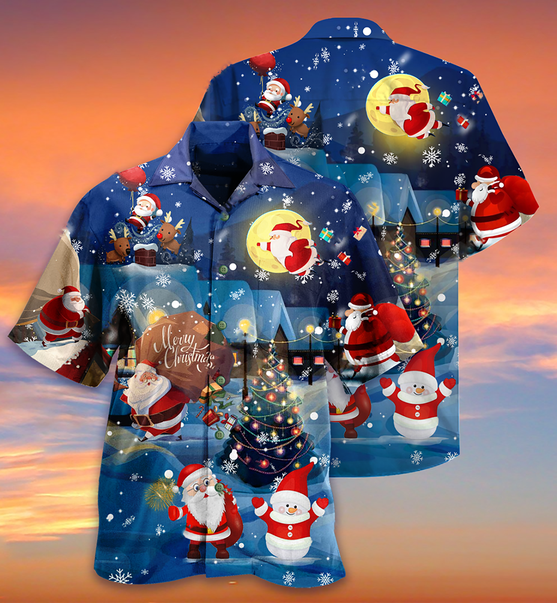 Christmas Santa Gifts Night Hawaiian Shirt Design Detail For Sunny Adventures And Casual Wear